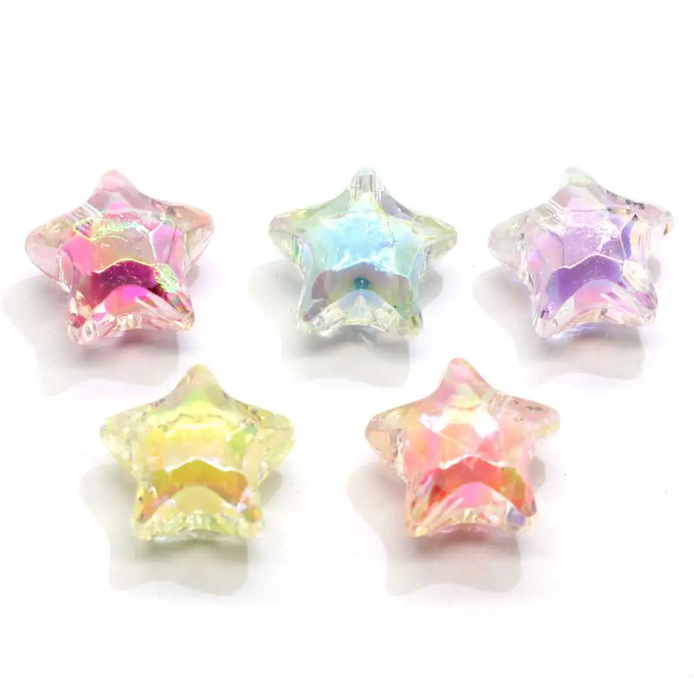 

Iridescent Color Transparent Star Shape Acrylic Beads With 2mm Hole for Bracelet Necklace Making Accessory