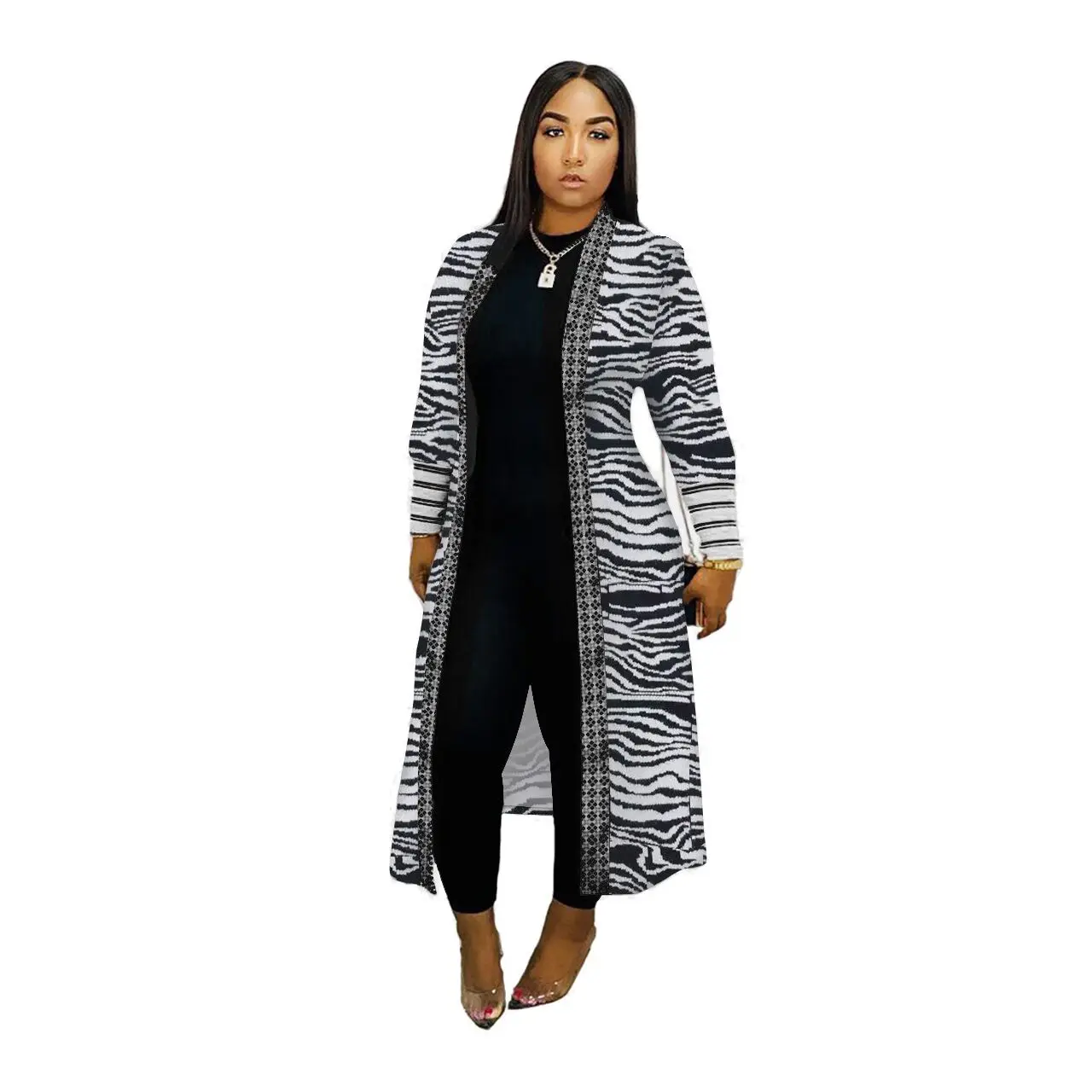 

Women Long Coat Plaid Grid Printed Winter Autumn Fall Cardigan Long Letters Camo Print Floral Maxi Jacket for Ladies, Picture