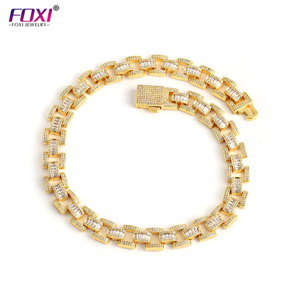 

FOXI jewelry wholesale 2021 new arrivals hip hop mens women 18k gold plated stainless steel necklace jewelry cuban link chain, Picture