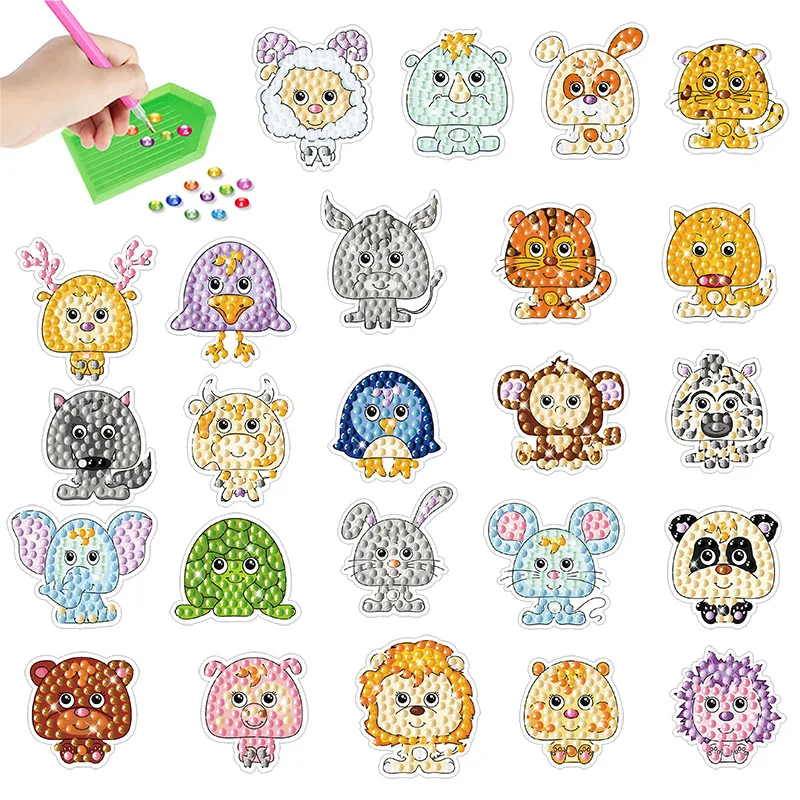 

5D DIY Diamond Painting Sticker Children Gift Cartoon Animal Art Set Beginner Mosaic Art Stickers Kit Handmade Crafts for Kid