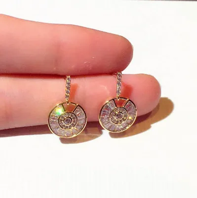 

Best Selling 925 Silver Needle CZ Geometric Dangle Earrings Bling Bling Rhinestone Crystal Circle Drop Earrings For Women