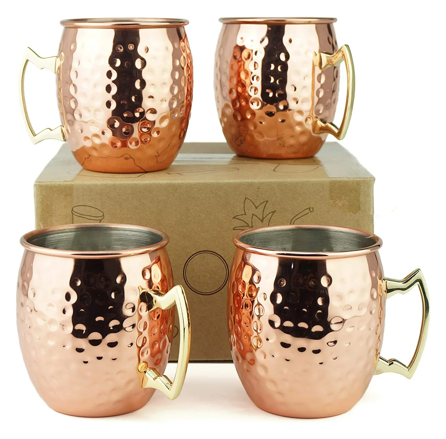 

KLP RTS amazon hot sale wholesale mug set customized logo box drink tea coffe couple moscow mule mugs set of 4, Copper