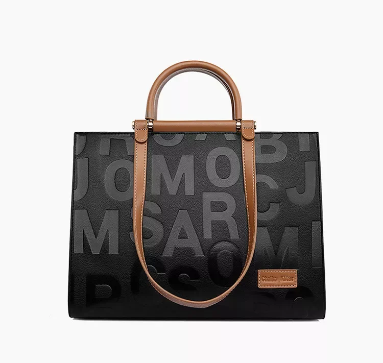 

2022 PU Leather Black Letter Print Women's Fall Purses Large Tote Bag Custom Logo Letter Bag Handbags, Depend on the products