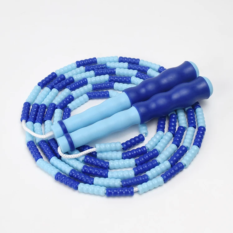 

Plastic Handle Kids Audit Sports Premium Fashion Beaded Jump Rope with Plastic Segmentation Customized Logo Availabled 2.8-3.0M, Rainbow