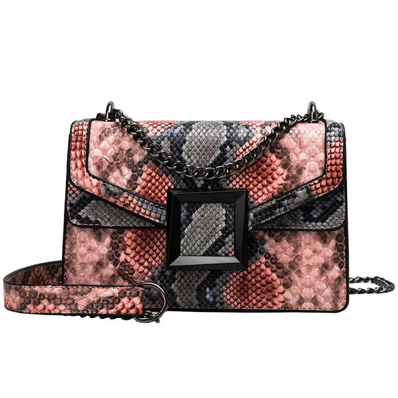 

premium colorful snake leather lady messenger bag python leather lady sling bag serpentine shoulder bag for women, Red,khaki,pink,black,yellow,blue