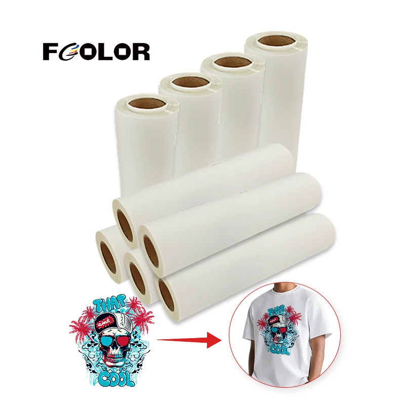 FCOLOR 30 CM Size Hot Peel DTF PET Film for Epson XP600 I3200 L1800 DX5 Dtf Printer Printing Dtf Ink Film Transfer on Clothing