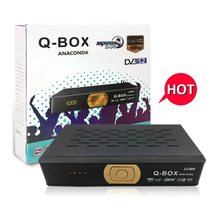 

Q-BOX Anaconda Top Design 4k S2 satellite tv receiver IPTV YouTube PVR, Black