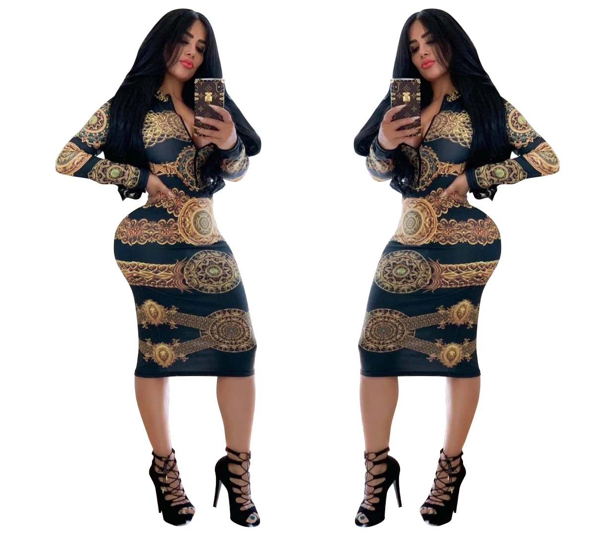 

Plus size women's dress long sleeve plus size dress casual women Dress