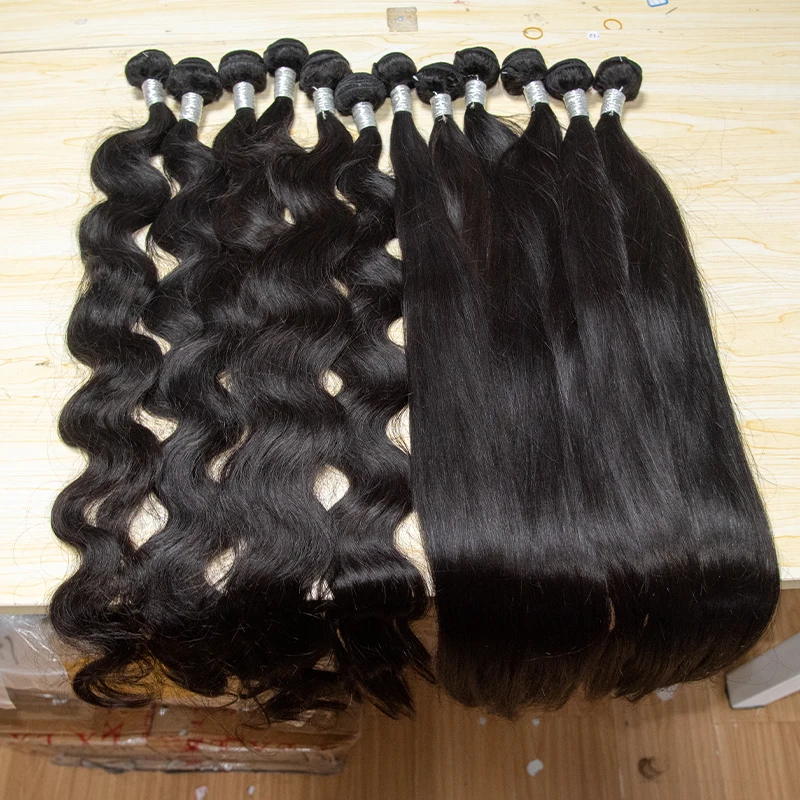 

12A Top Quality Brazilian Virgin Cuticle Aligned Human Thick silk Hair One Donor Bundles with Closure for weddings and parties