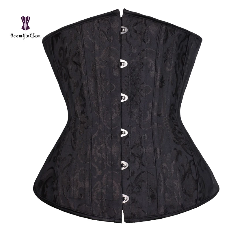 

lace up jacquard brocade waist shapewear under bust women slimming corset 6XL steel bone