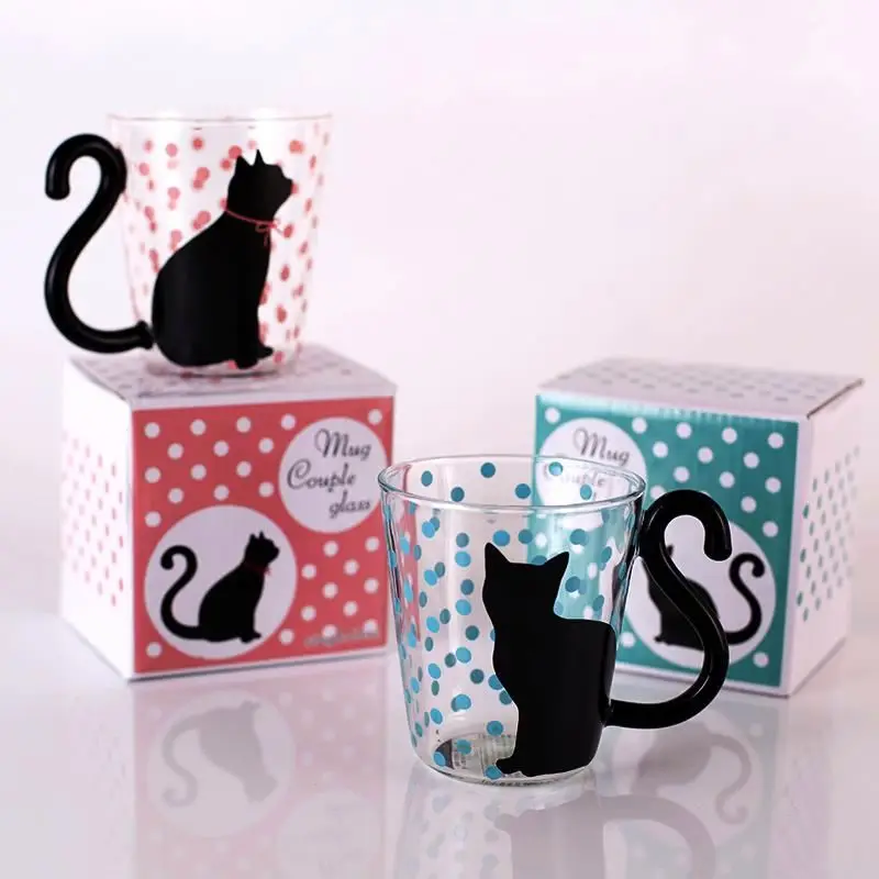 

Guaranteed Quality creative sublimation printing insulated reusable glass coffee cat cup glass