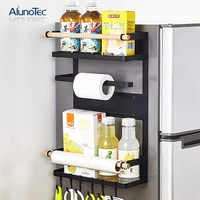 

Refrigerator Magnetic Kitchen Magnetic Side Storage Organizer Shelf With Wooden Holder Spice Hanging Rack