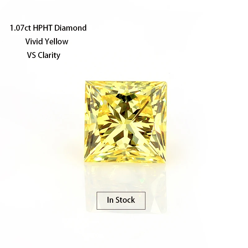 

Guangxi Wuzhou Starsgem 1.07ct Vs1 Vivid Yellow Princess cut lab grown diamond