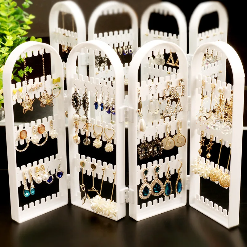 240 Holes 4 Doors Plastic Organizer Earring Ear Stud Storage Holder Jewelry Case Gift Boxes Travel Jewelry Display Stand