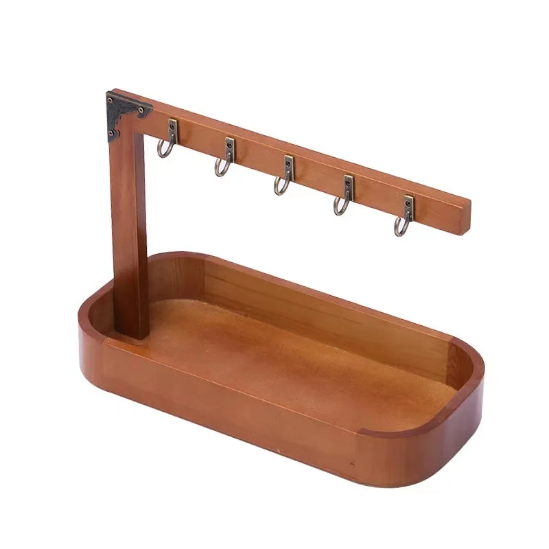 

Rustic Wood Wall-Mounted 5 Hook Key Rack