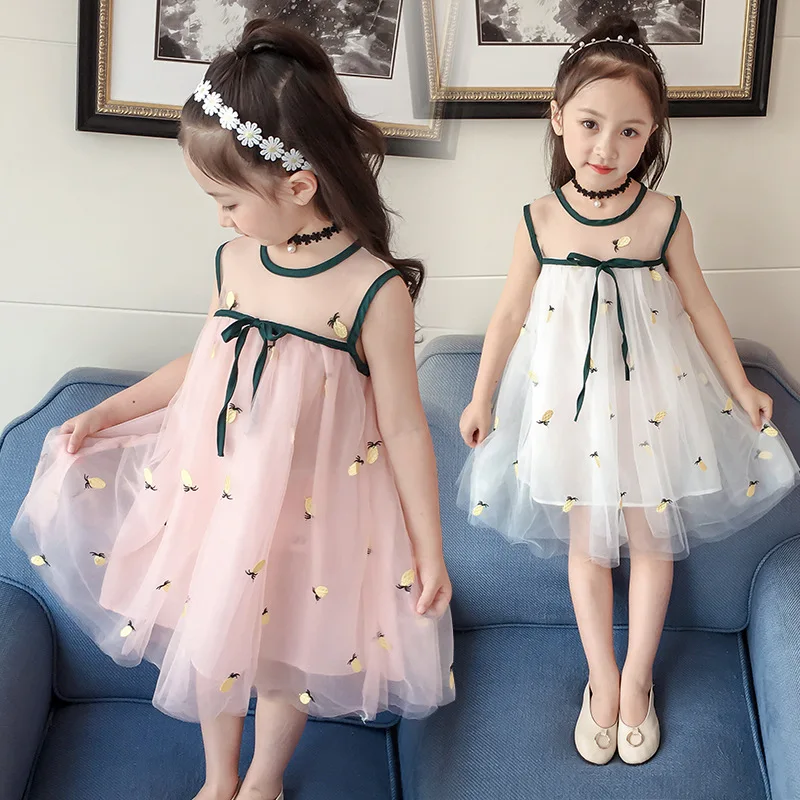

2021summer mesh tulle infant skirt vestidos para kid holiday casual frock children baby clothing toddler baby clothes girl dress