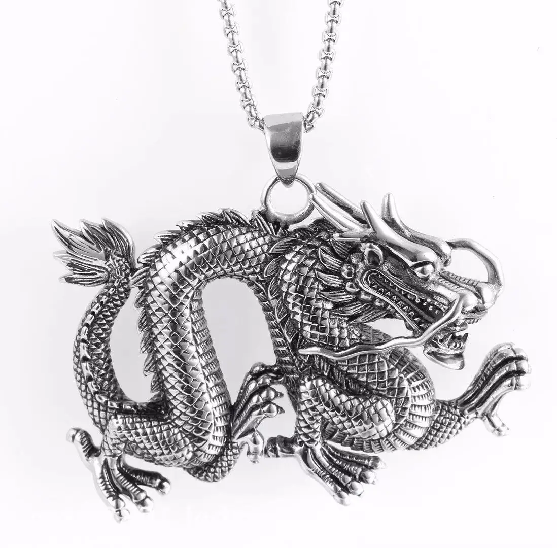 

Chinese style jewelry Zodiac Dragon Pendant Stainless Steel Men's leading pendant punk fashion domineering pendant accessories