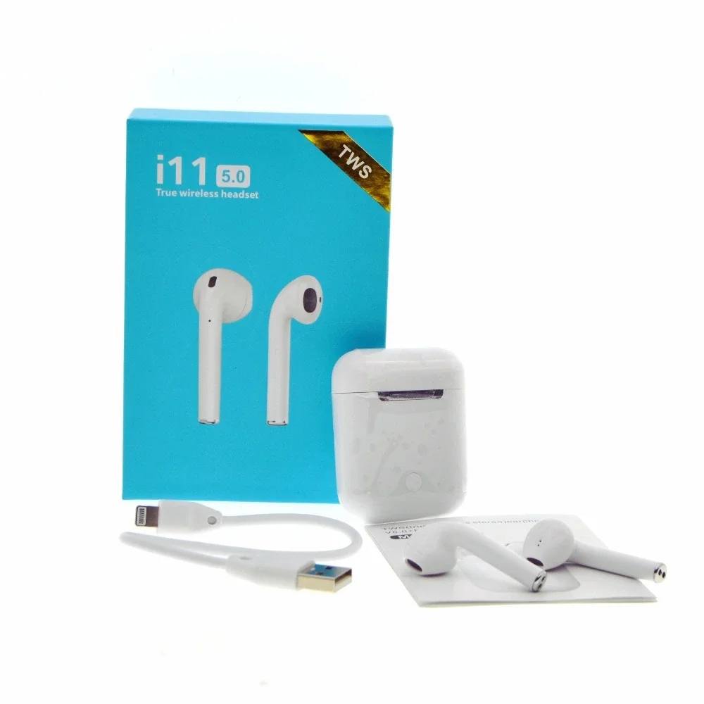 

Earphone i11 5.0 tws wireless BT earbuds i11 headphone, White