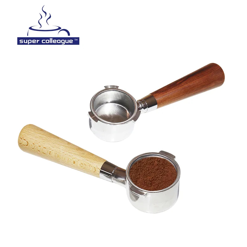 
Eco-Friendly Wood Handle Stainless Steel Coffee 51mm Portafilter Bottomless 