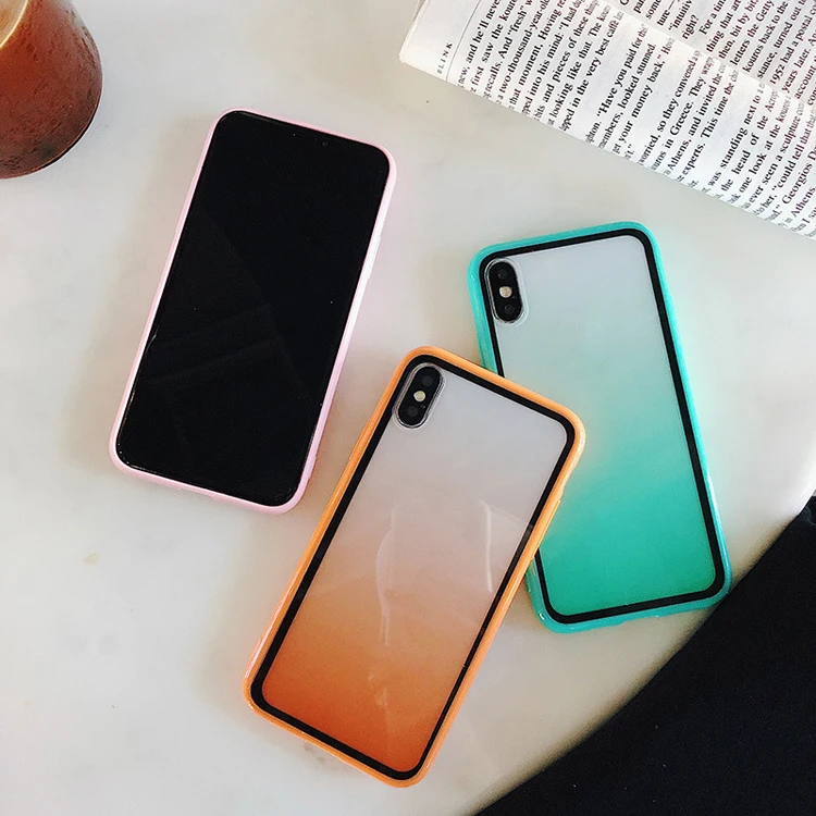 

Fashion custom design gradient color colorful acrylic hard transparent soft tpu bumper phone cover case for moto c plus