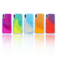 

Custom Logo Neon Glitter Luminous Liquid Quicksand Back Cover TPU PC Cell Phone Case for iphone X/XS/X MAX 11