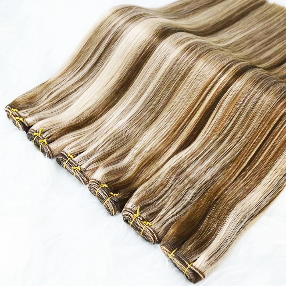 

black brown blonde color 100% human hair extenions virgin remy double drawn hair weft