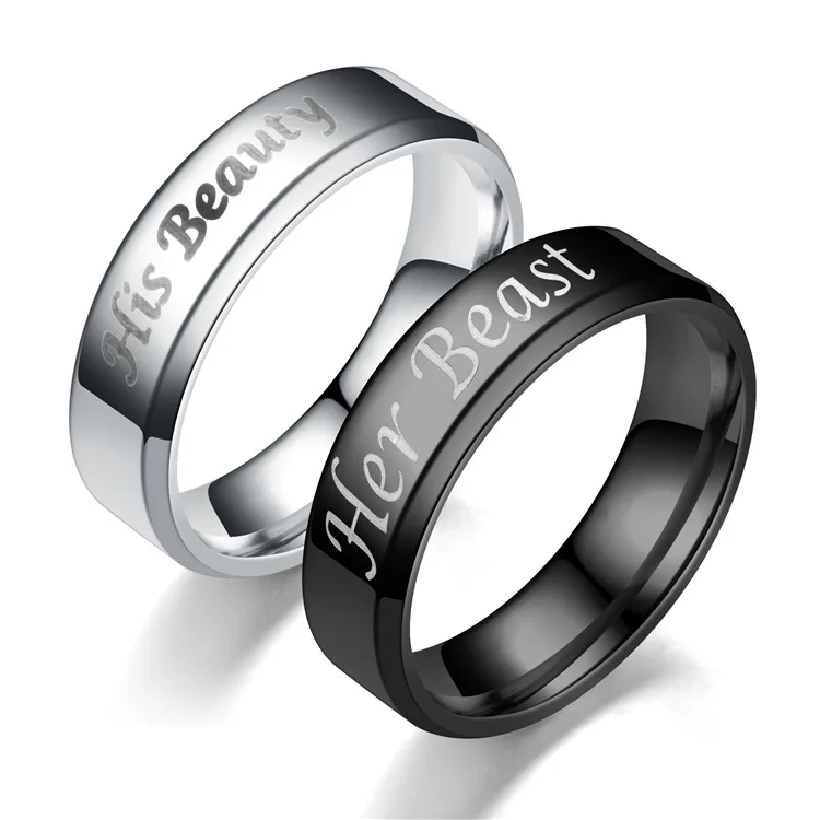 

Wholesale Titanium Steel Crown Wedding Rings for Women and Men, As pictures