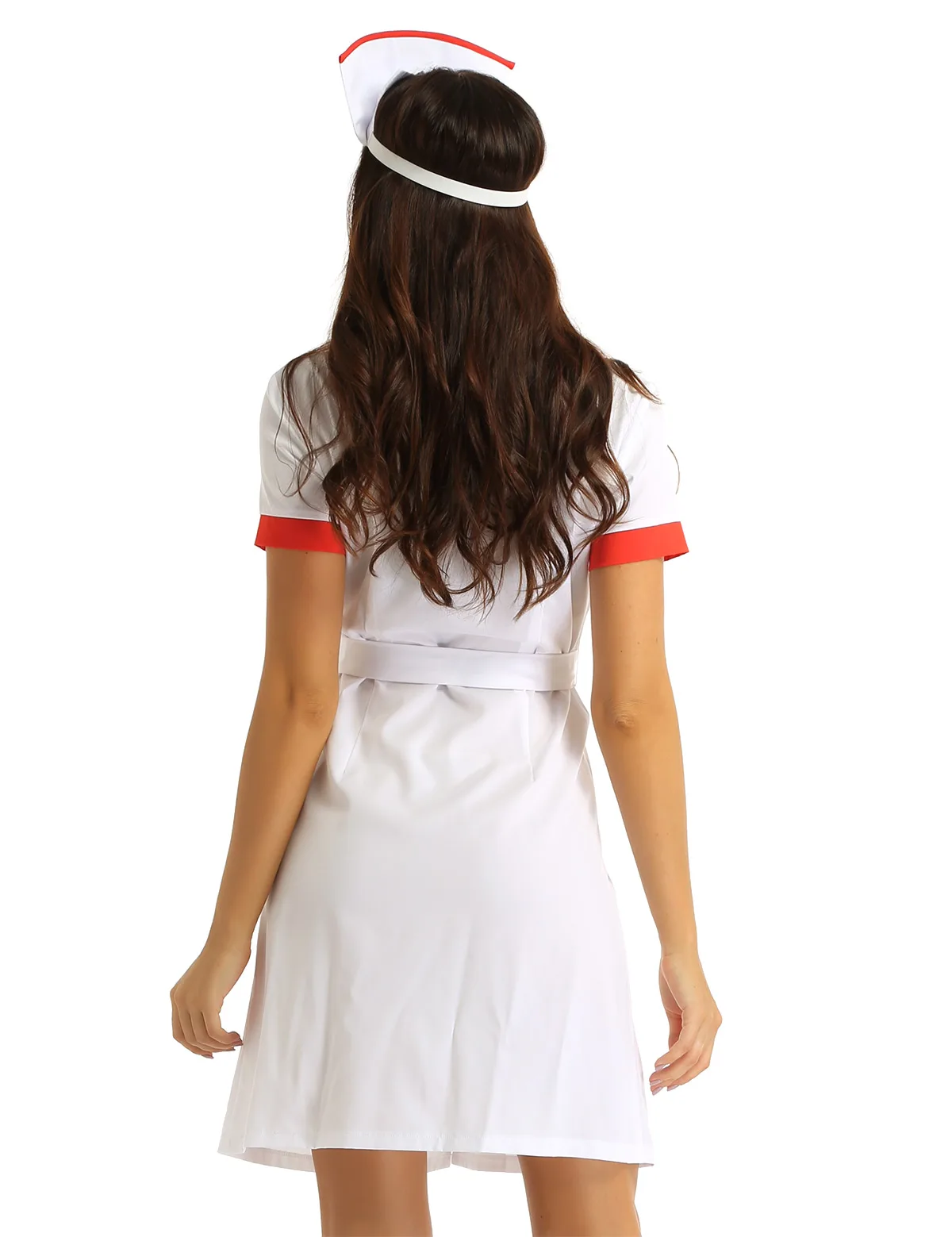 Women Sexy Lingerie Nurse Uniform Role Play Cosplay Costumes Short Sleeve Button Down Fancy 