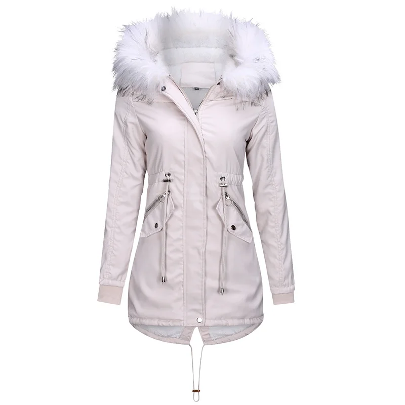 womens winter coat faux fur hood