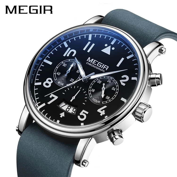 

Megir 2149 Original Brown Black Waterproof Watches Mens 2020 Chronograph Men's Sports Watch Hour Reloj Hombre