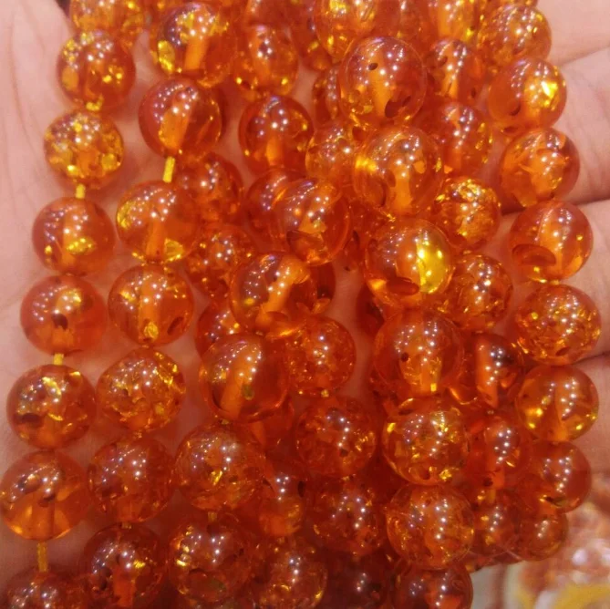 

2024 Wholesale size 4mm-12mm round yellow red amber bead gemstone loose beads strand for jewelry making