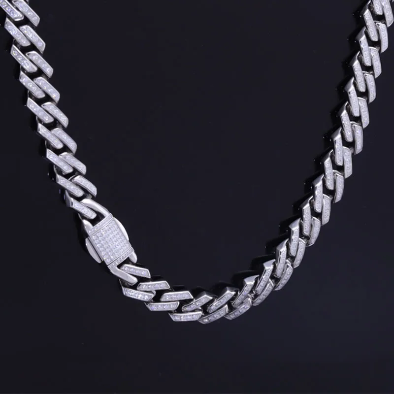 

pickup Jewelry Silver custom bracelet 5A zircon eye-catching Cuban bracelet necklace