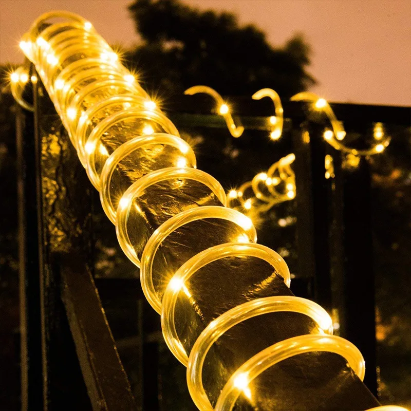 Hesheng LED Rope Solar String Lights Fairy Copper Wire pipe lamp holiday Lighting for outdoor Christmas Decoration