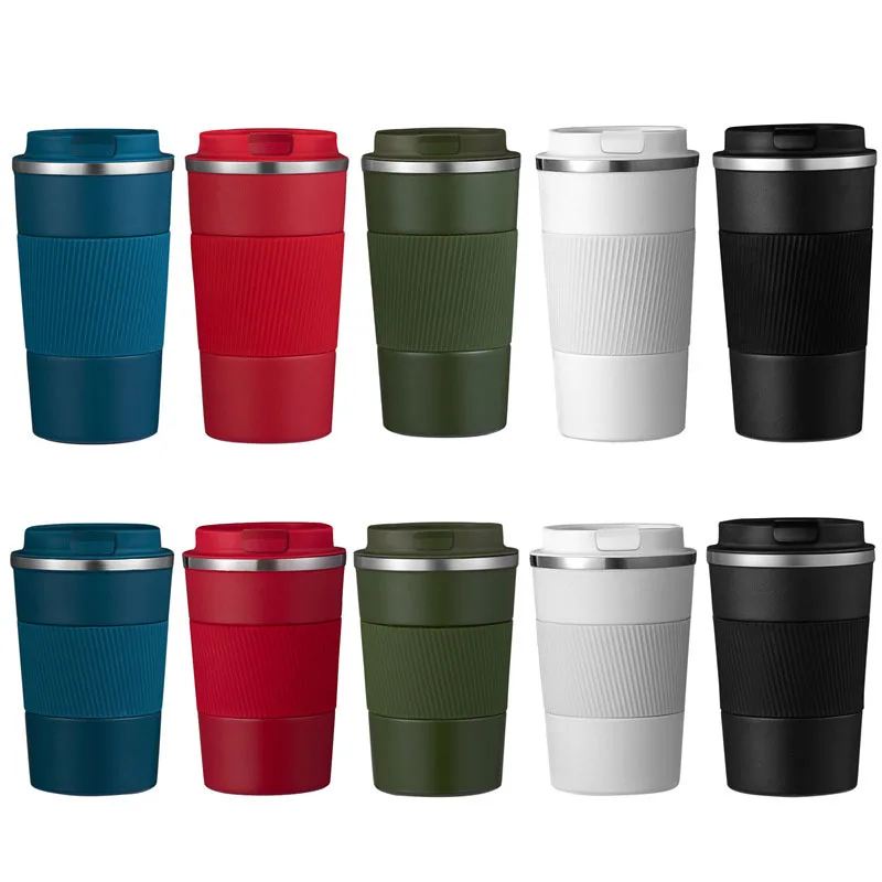 

Custom 380ml/510ml silicone sleeve coffee mugs insulated double walled stainless steel travel coffee mug with lid, Assorted color or custom pantone color