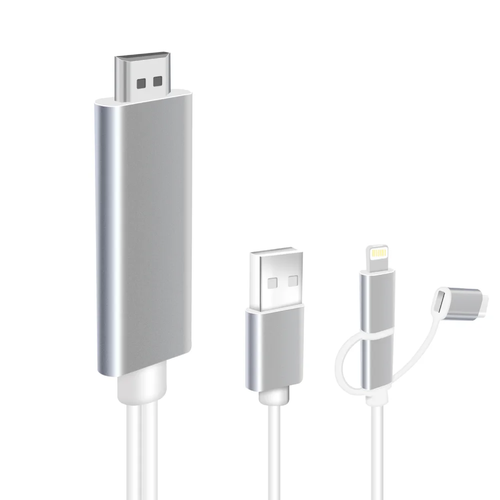 

Plug to And play 3 in 1 Phone to HDTV Cable Adapter Type C/Micro USB/Phone to HDMI Mirroring to TV Projector Monitor HDTV 1080P