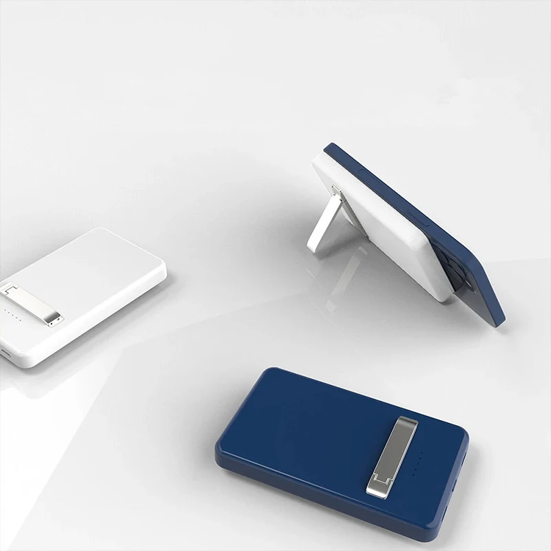 

2021 New Trends PD20W Magsafe magnetic 15W Wireless Power Bank 5000mAh with Stand for Iphone 12 pro max, Black white gray