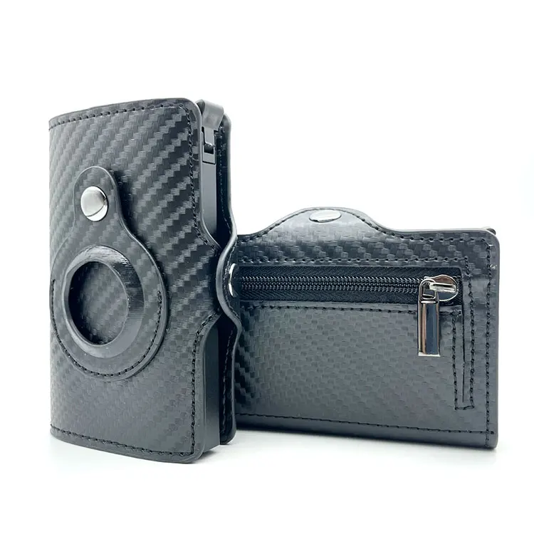 

luxury aluminum pop out wallet leather card wallet Premium Airtag wallet wholesale