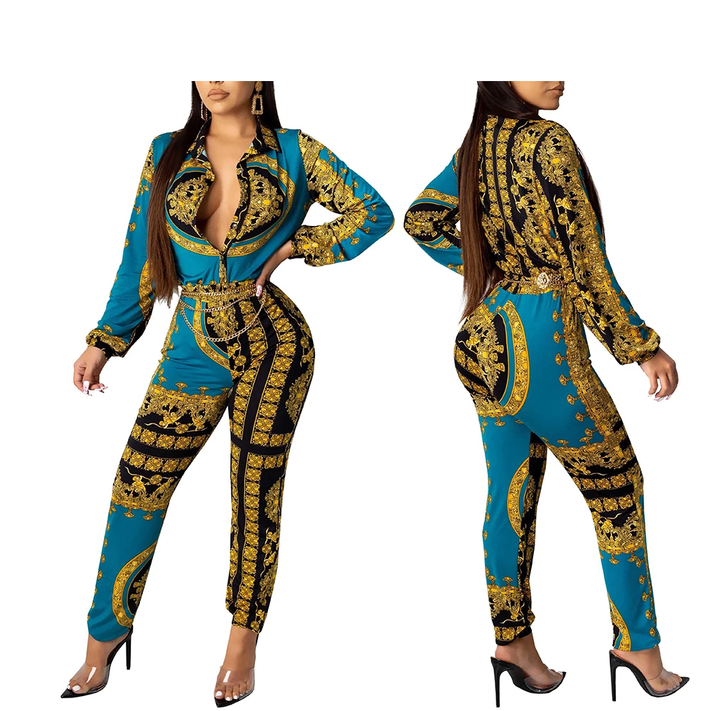 

Digital Print Long Sleeve Women's Jumpsuit women clothing jumpsuit