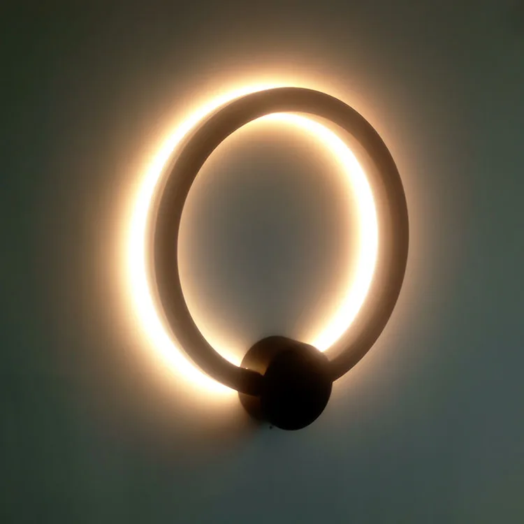 Factory Producing 2020 Indoor Decor Modern Round Metal Lighting Fixtures Dimensions 600MM Matte Black Big Ring LED Wall Light
