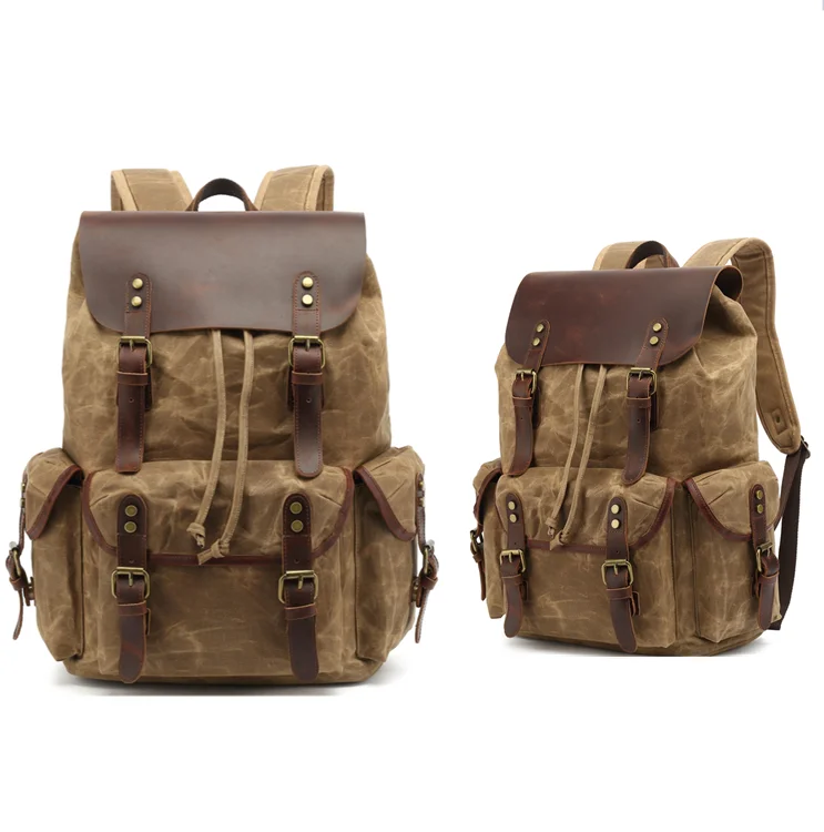 

Vintage Leather backpack Custom Vintage Canvas Backpack Bag Travelling Brand Mans Outdoor Camping Hiking Canvas Backpack
