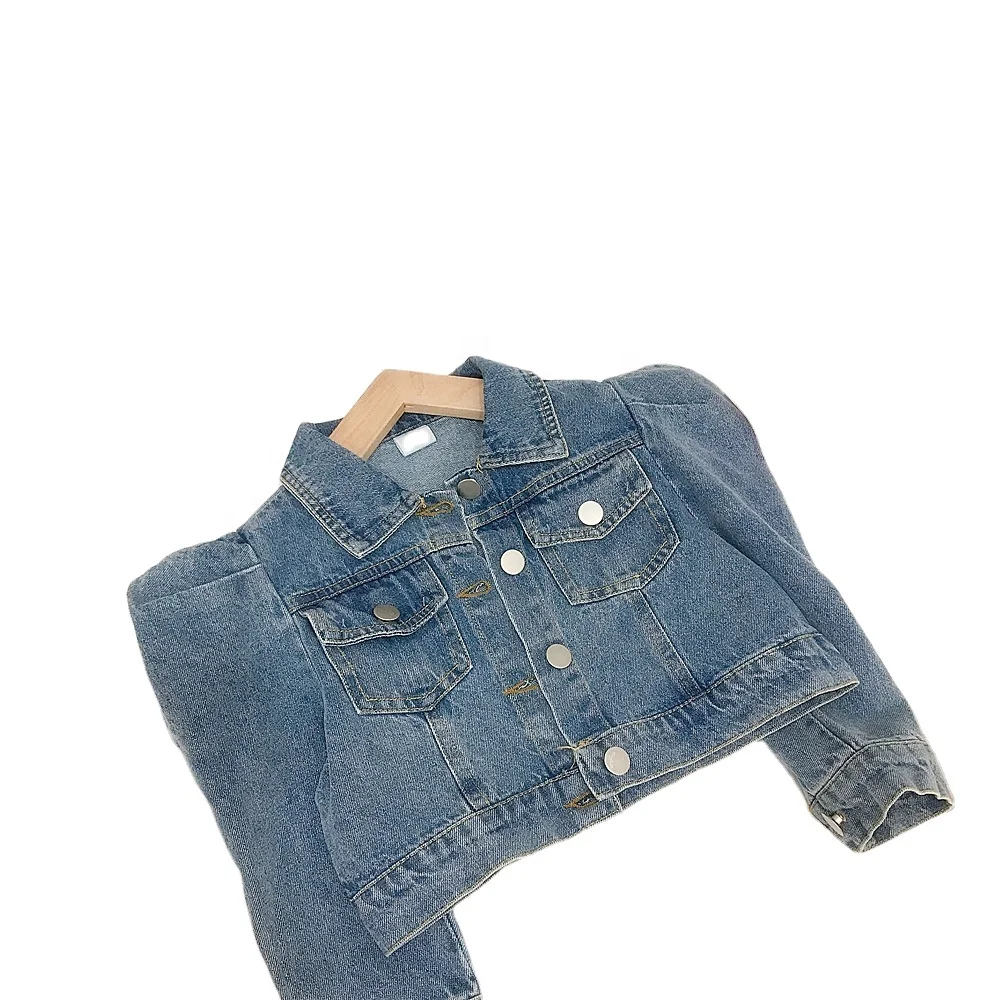 

Baby Girls Jackets New Kids Korean Denim Jackets Fashion Puff Sleeve Shorts Coats for Girl 2-7 Y Children's Clothing