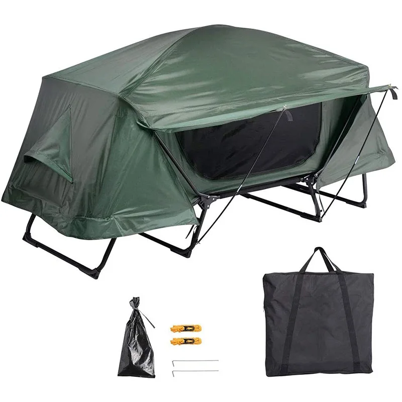 

Pop Up Waterproof Off Ground Fishing Canopy Camping Cot Hiking Bed Tent Outdoor, Green