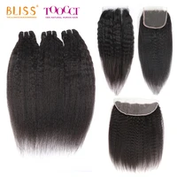 

Bliss Kinky Straight Hair Extensions Virgin Human Hair Weave Bundles Mink Brazilian Hair Vendor Bundles with Lace Frontals