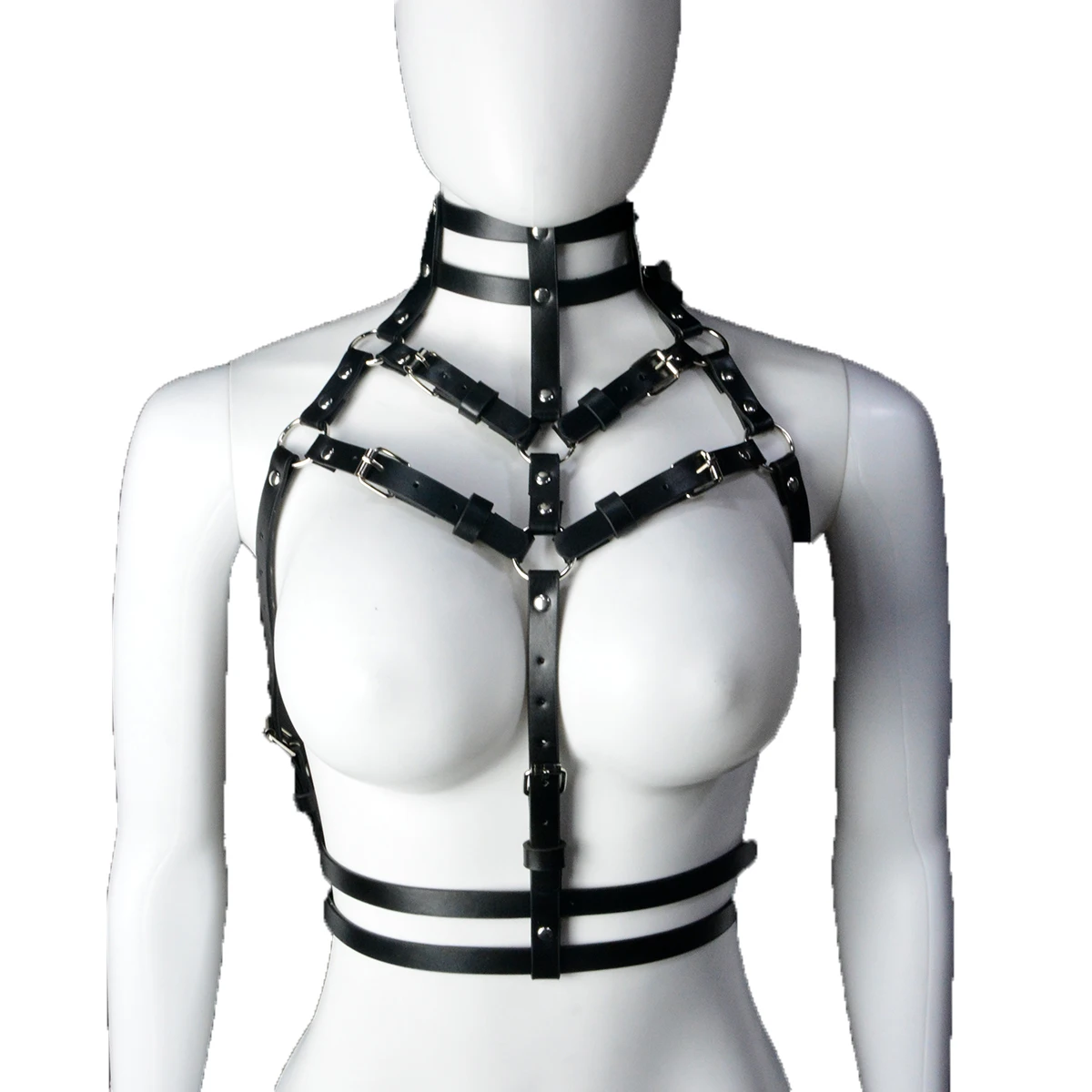 

Body Chest Harness Waist Belt Bandeau Lingerie Halter Caged Bra Adjustable Strap for Women, Shown