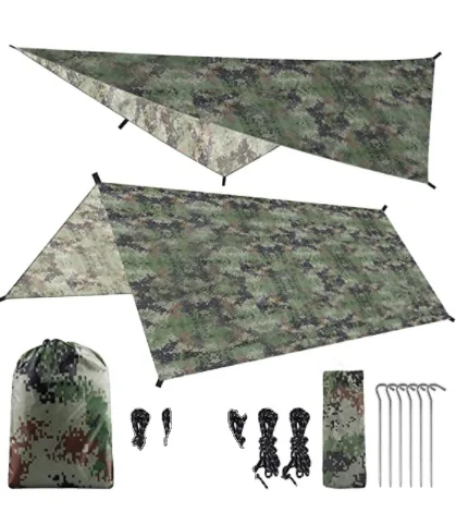Woqi Outdoor Waterproof Camping Tarp Shelter  Lightweight Ripstop Nylon Picnic Mat for Camping Hiking Backpacking