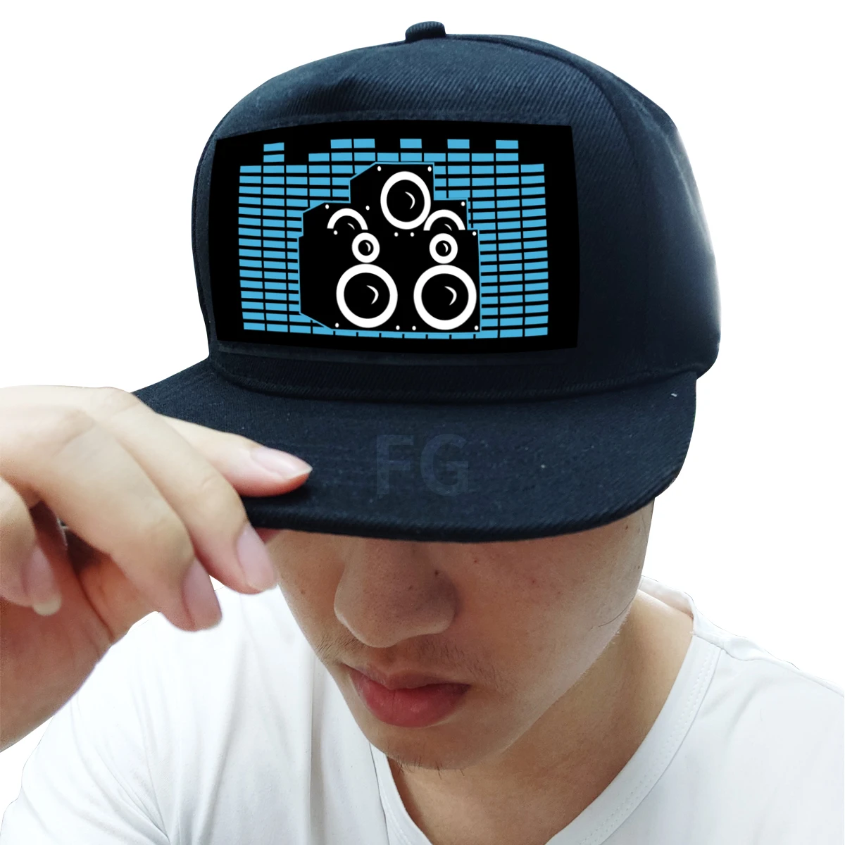 

sound activated led flashing caps el light panel cap customized design baseball led hats