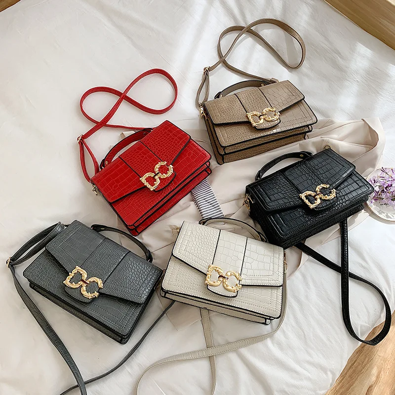 

2020 New Women's Bag One Shoulder Fashion Crocodile Pattern Small Square Bag Simple Messenger Bag
