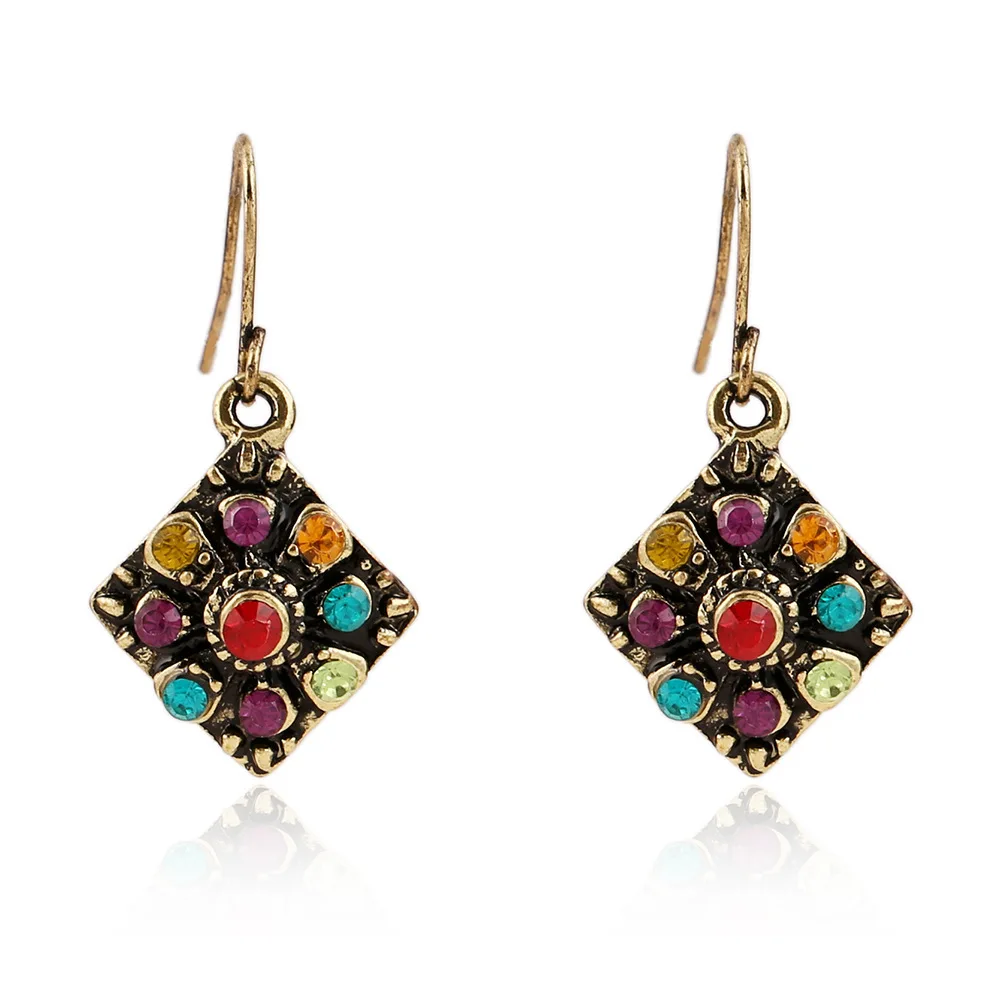 

Vintage foreign wholesale fashion bohemian color diamond earrings female