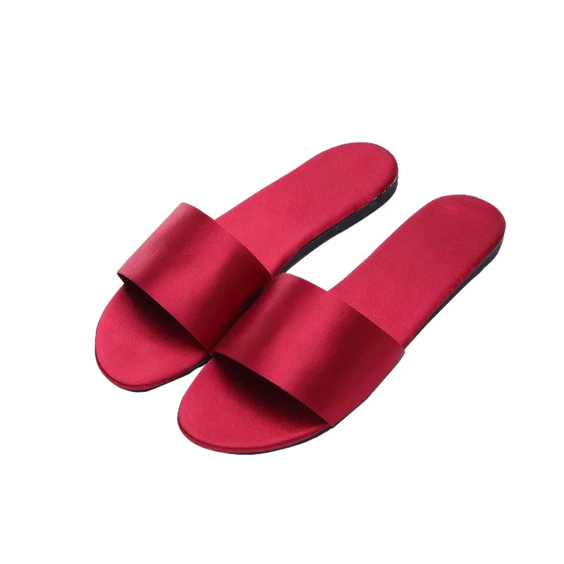 

2021 New Summer Ladies Casual Home Slippers Solid Color Open Toe Non-slip Women Flat Slippers
