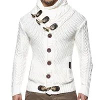 

Mens 2019 buckle Sweater Cardigan Autumn winter Fashion Warm Thick Hedging Turtleneck Knitting Jumper Sweaters